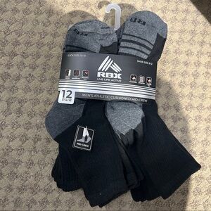 NWT RBX men’s cushioned mid crew socks 12 pairs